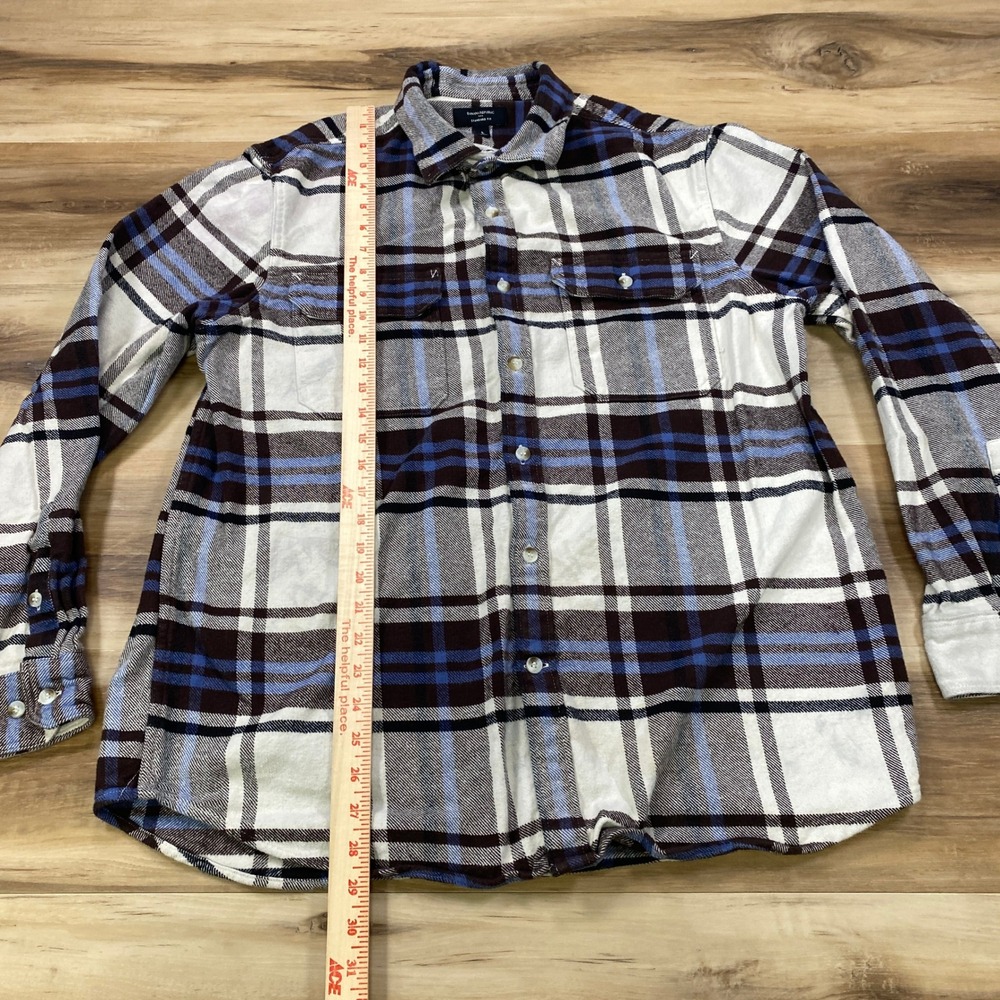 Banana Republic Flannel Shirt Mens L Heritage Cotton Standard Fit Plaid Brown - Picture 5 of 9